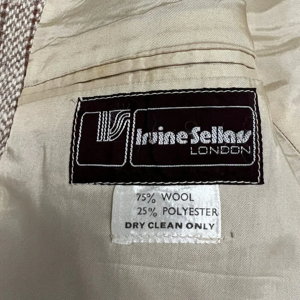 Vintage British 60s 70s  Jacket Mens 38 40 Carnaby‎ St Tweed Suit Irvine Sellars